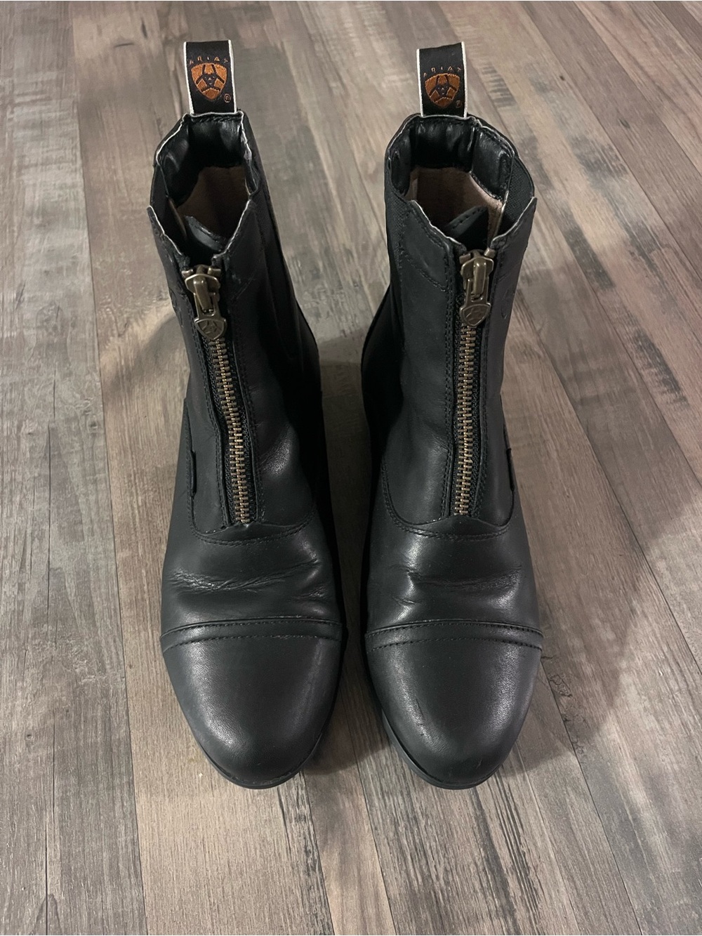 Ariat Black Front-Zip Leather Winter Paddock Boots